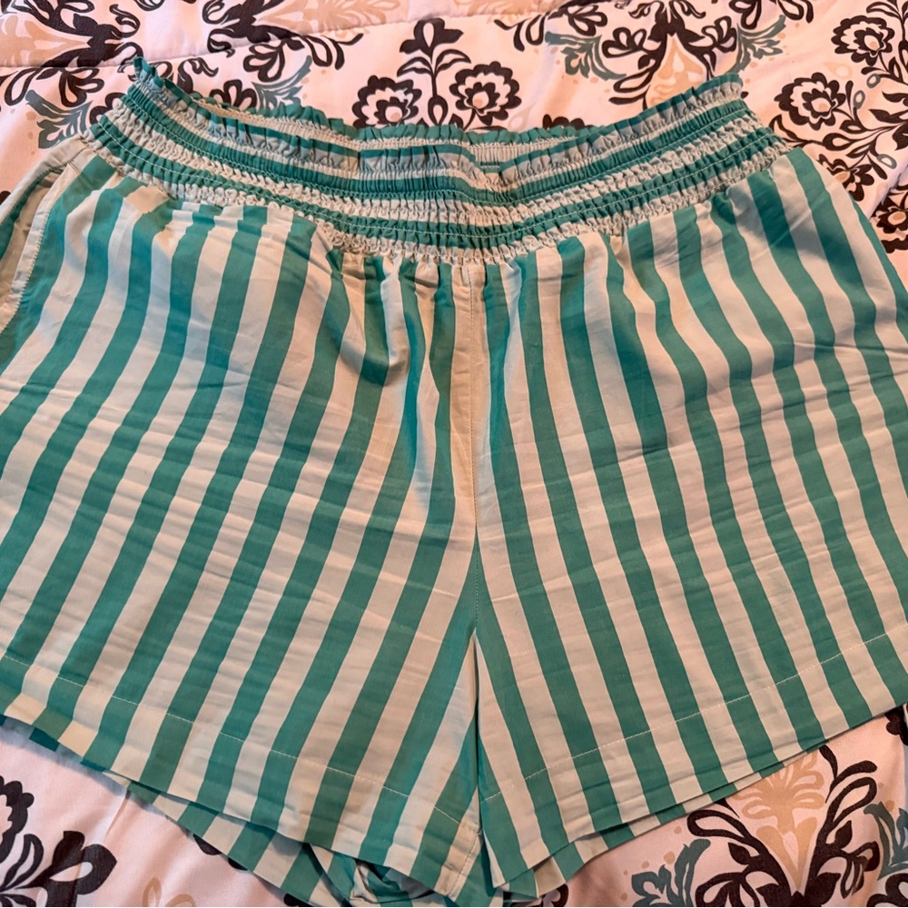 Striped Teal Women's Shorts